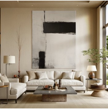 Beige and black wabi-sabi wall art