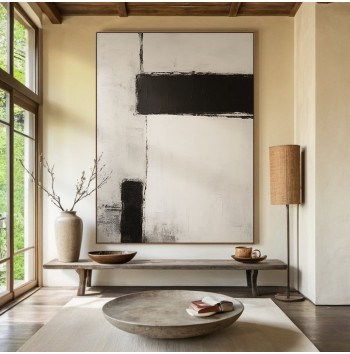 Beige and black wabi-sabi wall art