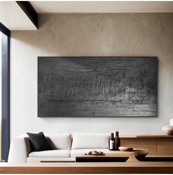 Heavy Textured Black Textured Abstract Painting