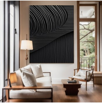 3D Framed Black Minimalist Canvas Painting