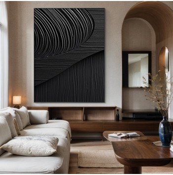 3D Framed Black Minimalist Canvas Painting