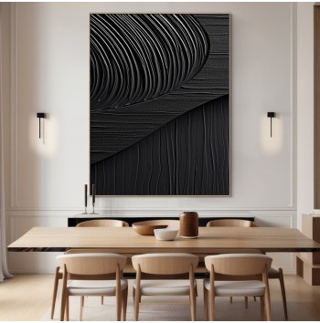 3D Framed Black Minimalist Canvas Painting