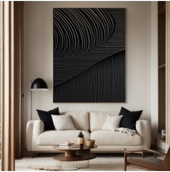 3D Framed Black Minimalist Canvas Painting