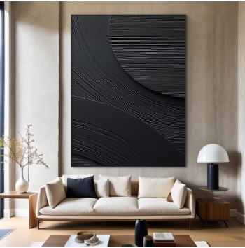 3D Framed Black Minimalist Canvas Painting