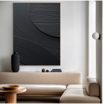 3D Framed Black Minimalist Canvas Painting