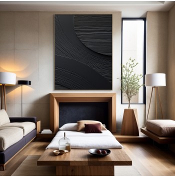 3D Framed Black Minimalist Canvas Painting