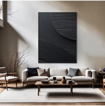 3D Framed Black Minimalist Canvas Painting