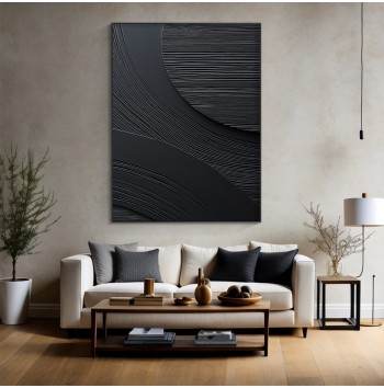 3D Framed Black Minimalist Canvas Painting