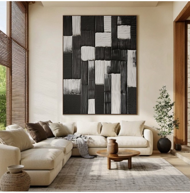 Large black and grey minimalist painting