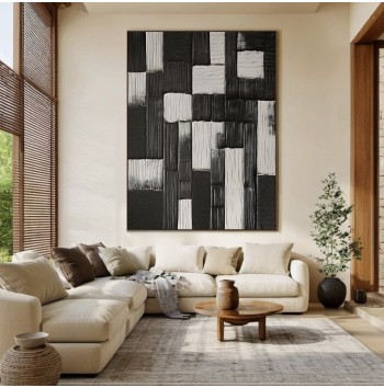 Large black and grey minimalist painting