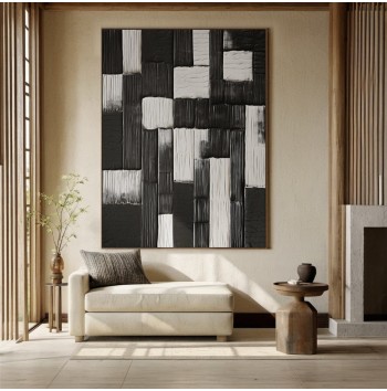 Large black and grey minimalist painting