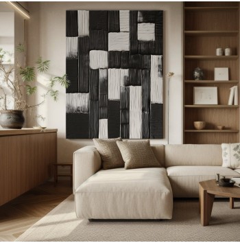 Large black and grey minimalist painting