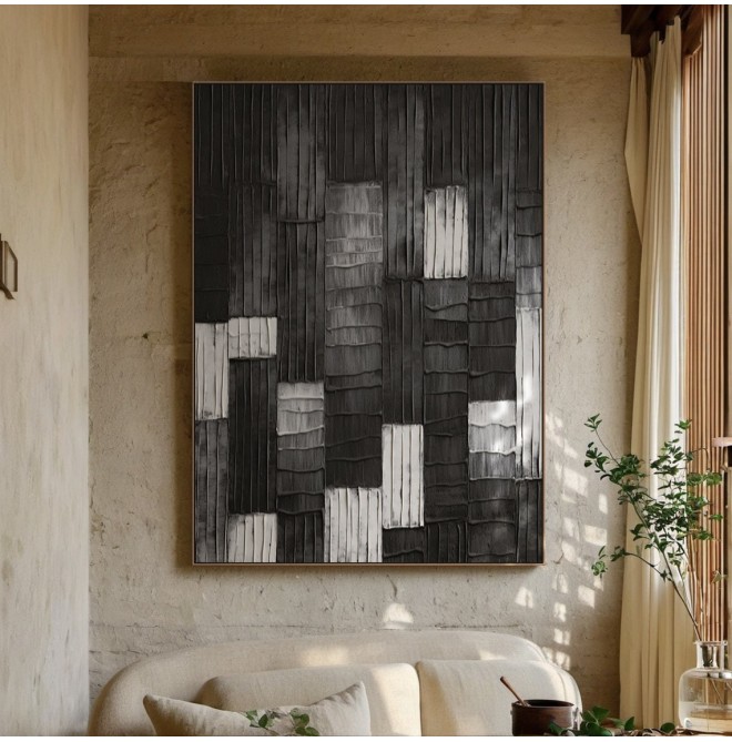 Grey 3D textured lattice painting