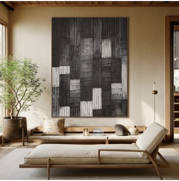 Grey 3D textured lattice painting