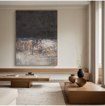 Large Black Textured Wall Art Painting