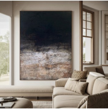 Black Brown Textured Painting Wall Art