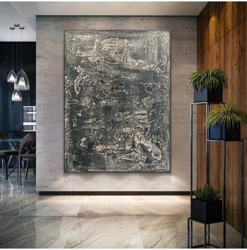 Black Textured Abstract Painting