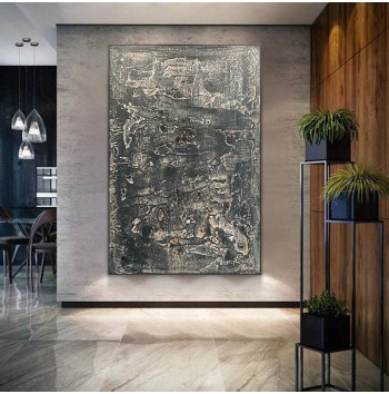 Black Textured Abstract Painting