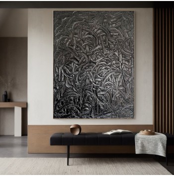 Black 3D Textured Painting Wall Art