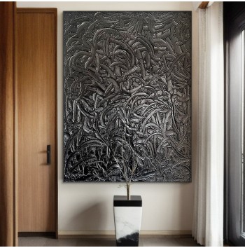 Black 3D Textured Painting Wall Art