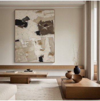 Beige Brown Abstract Wall Painting