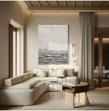 Wall Art Beige Black 3D Texture Painting