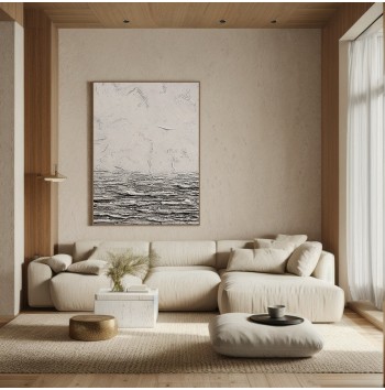 Wall Art Beige Black 3D Texture Painting