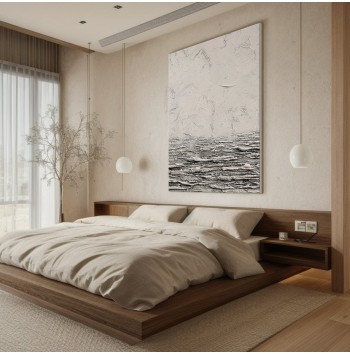 Wall Art Beige Black 3D Texture Painting